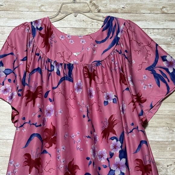 Sawyer Creek Studio Night Gown Womens Size 2XL Pink Floral House Coat Vintage - Picture 2 of 10